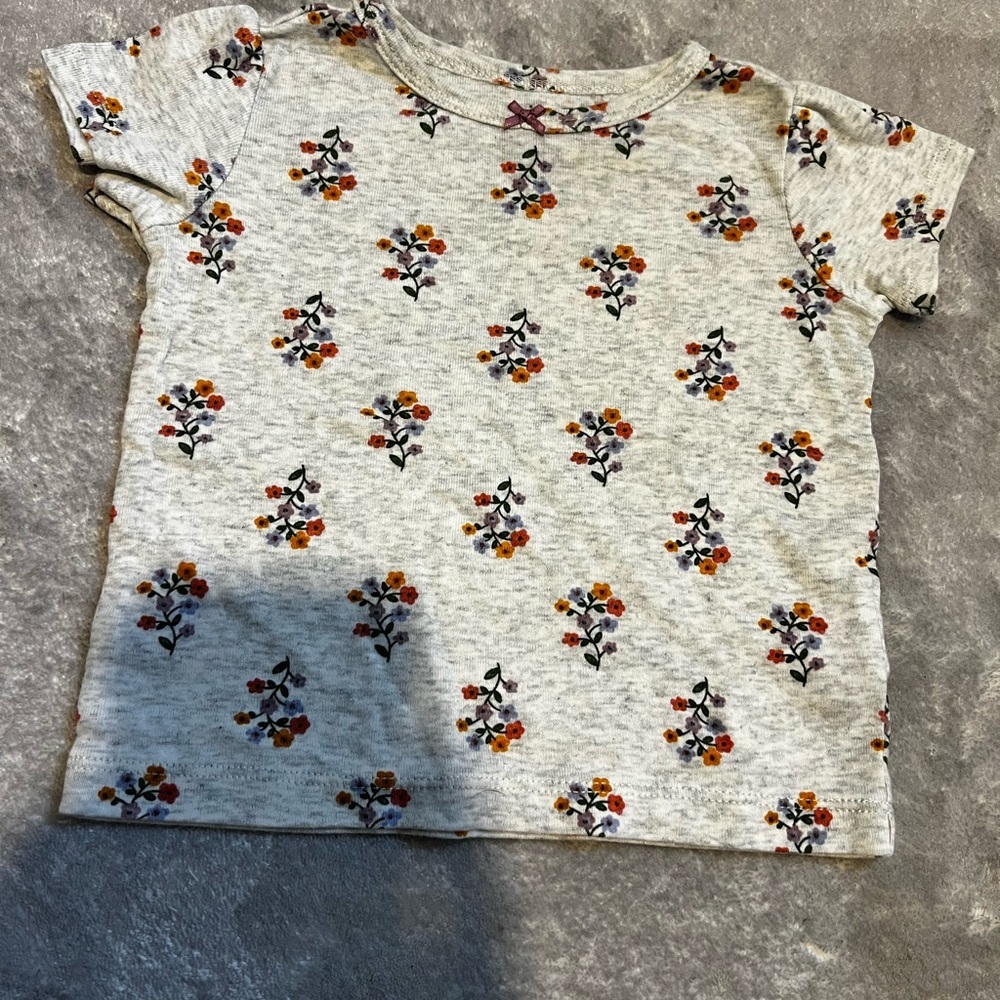 Carter's Short Sleeve Tee - Cream with Orange and Purple Floral size 12 months